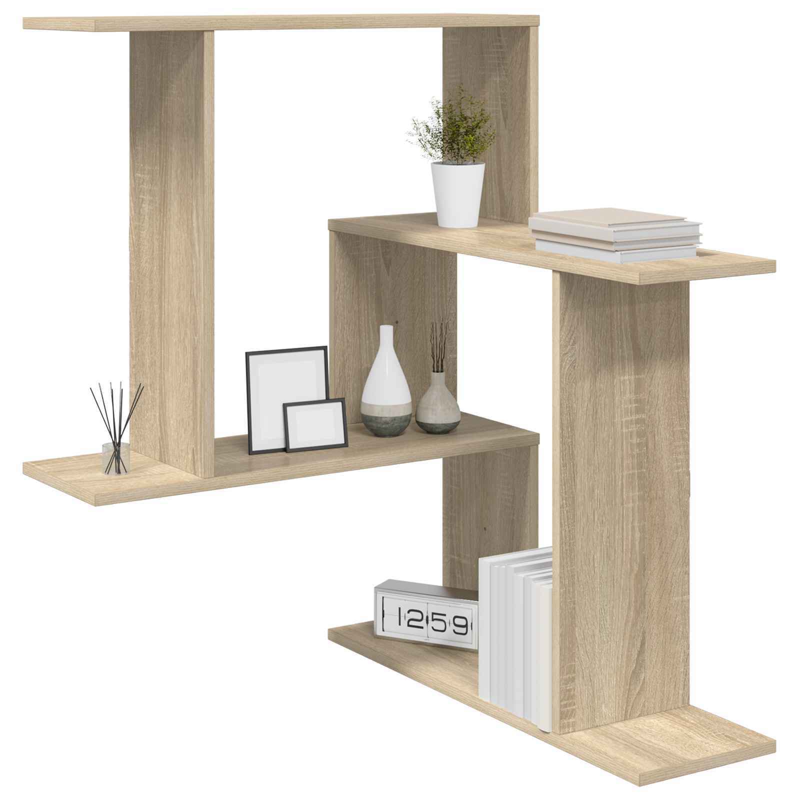 vidaXL Wall Shelf Sonoma Oak 67 x 67 x 87 cm Engineered Wood 3