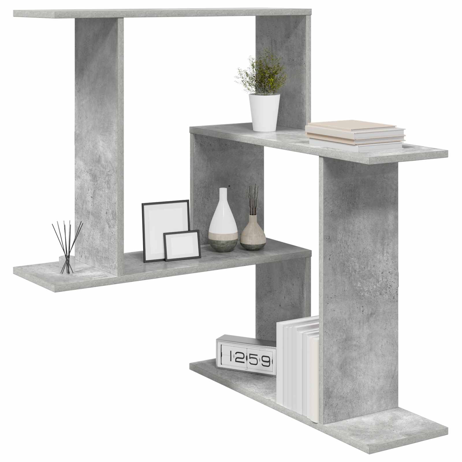 vidaXL Wall Shelf Concrete Grey 67 x 67 x 87 cm Engineered Wood 3