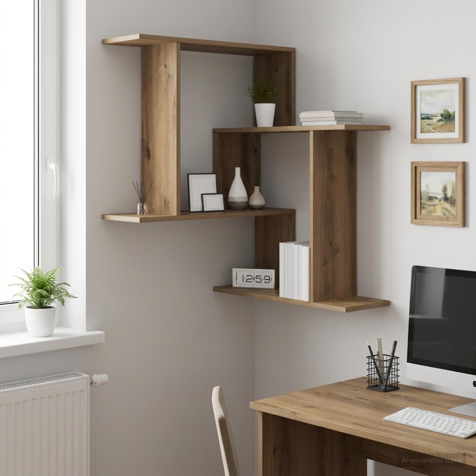vidaXL Wall Shelf Artisan Oak 67 x 67 x 87 cm Engineered Wood 1