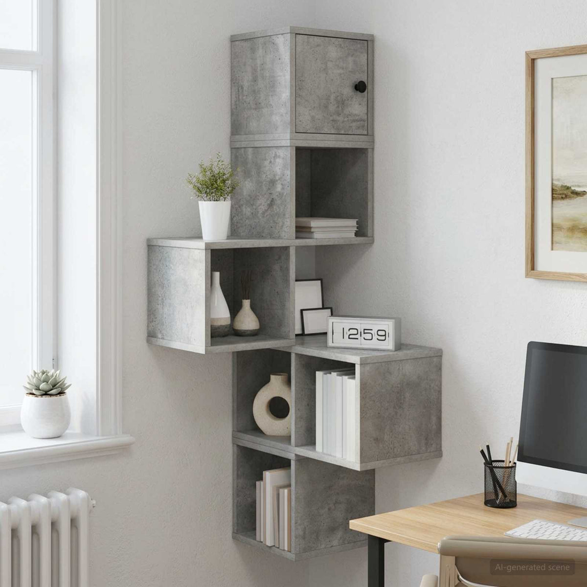 vidaXL Wall Corner Shelf 48 x 48 x 120 cm Engineered Wood