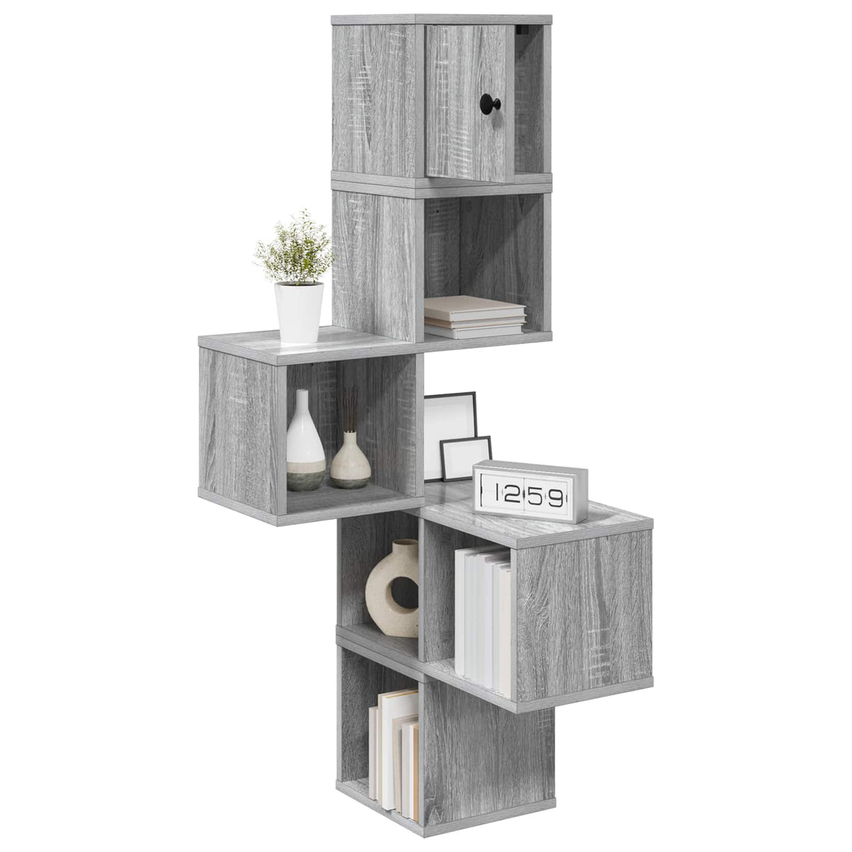 Wall Corner Shelf 48 x 48 x 120 cm Engineered Wood Grey sonoma