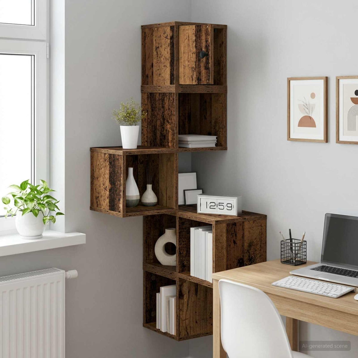 vidaXL Wall Corner Shelf 48 x 48 x 120 cm Engineered Wood