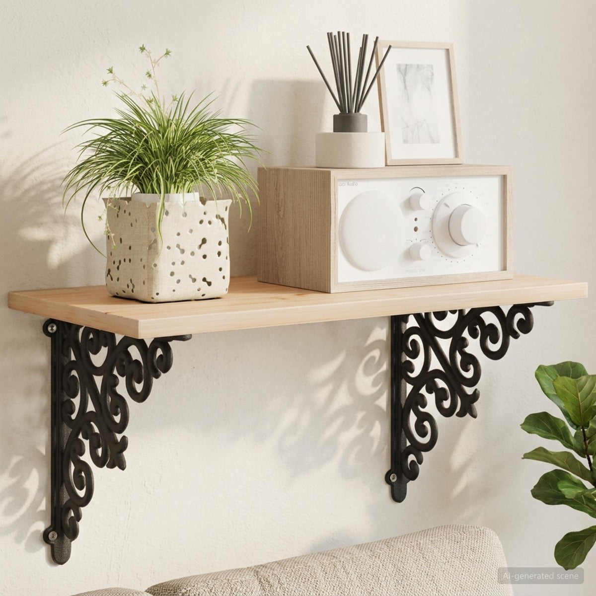 vidaXL Wall Shelf Brackets 12 pcs Black 9.5 x 9.5 x 3 cm Steel 5