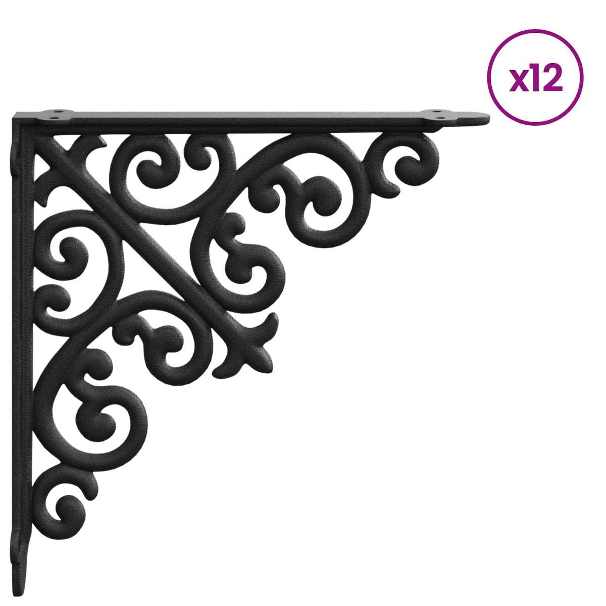 vidaXL Wall Shelf Brackets 12 pcs Black 9.5 x 9.5 x 3 cm Steel 4