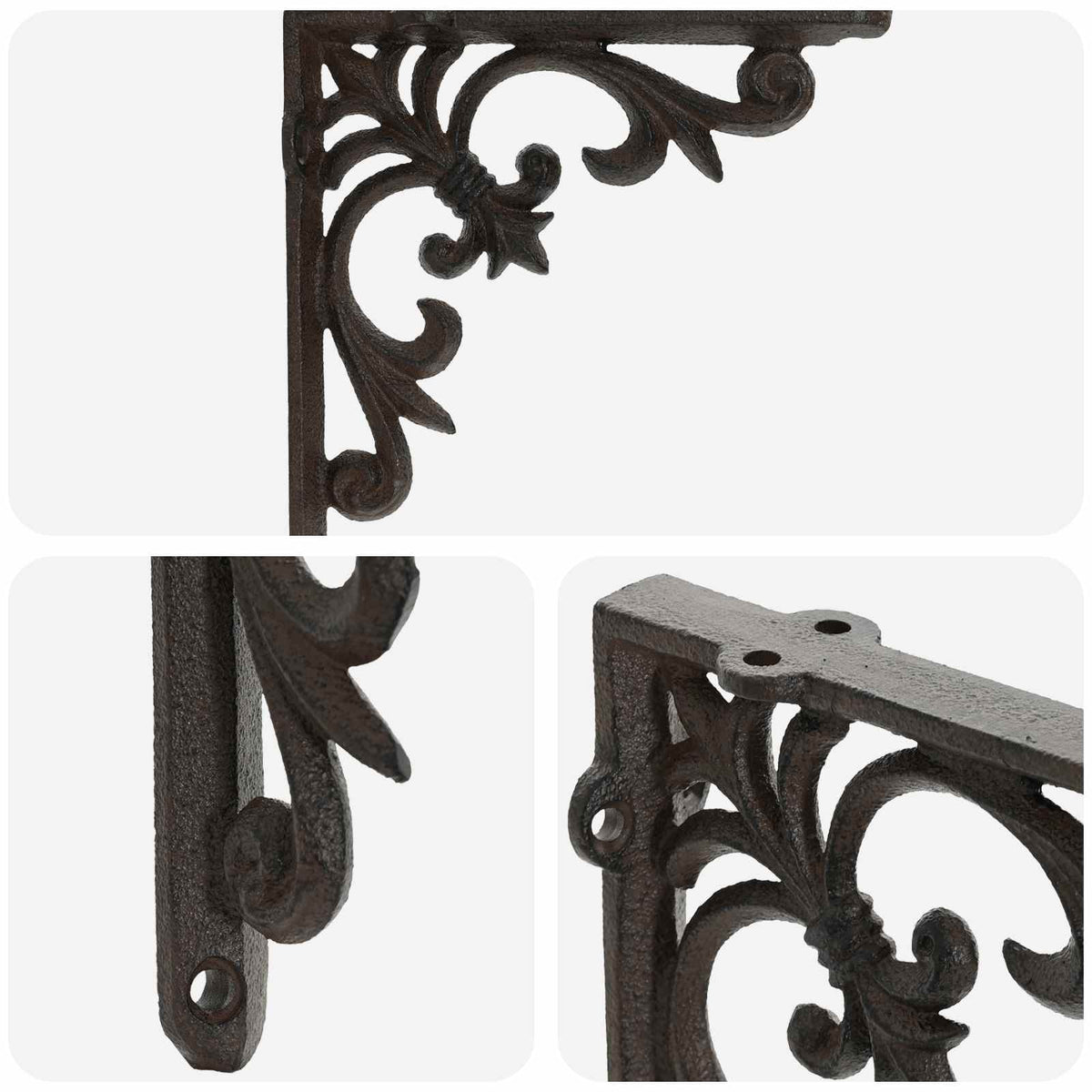 vidaXL Wall Shelf Brackets 12 pcs Antique Brown 10 x 10 x 2.8 cm Steel 5