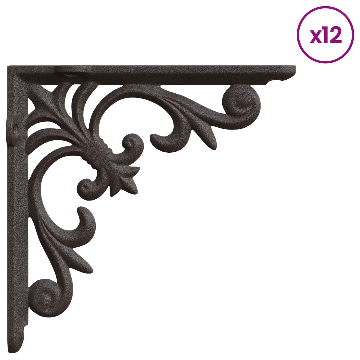 vidaXL Wall Shelf Brackets 12 pcs Antique Brown 10 x 10 x 2.8 cm Steel 4
