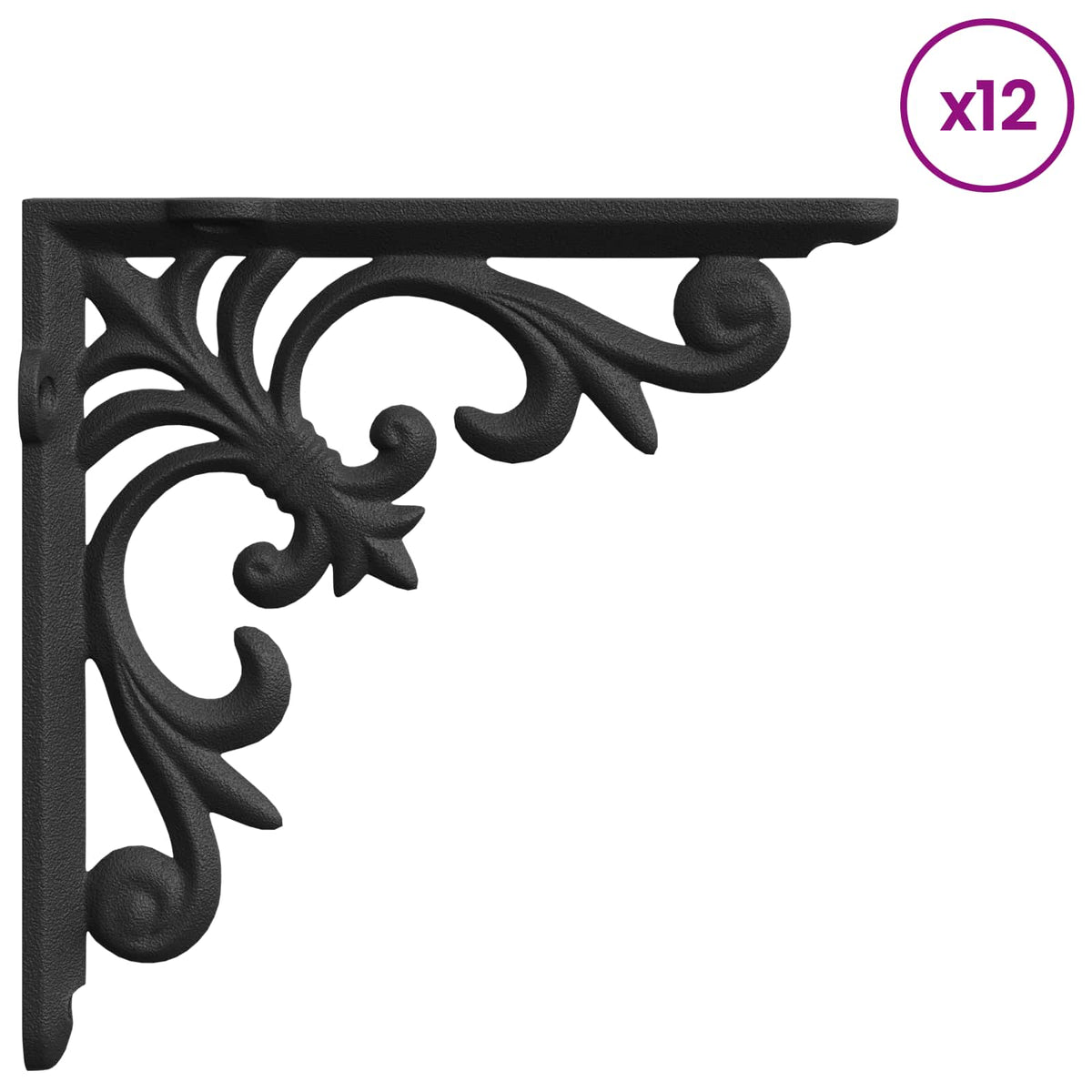 vidaXL Wall Shelf Brackets 12 pcs Black 10 x 10 x 2.8 cm Steel 4