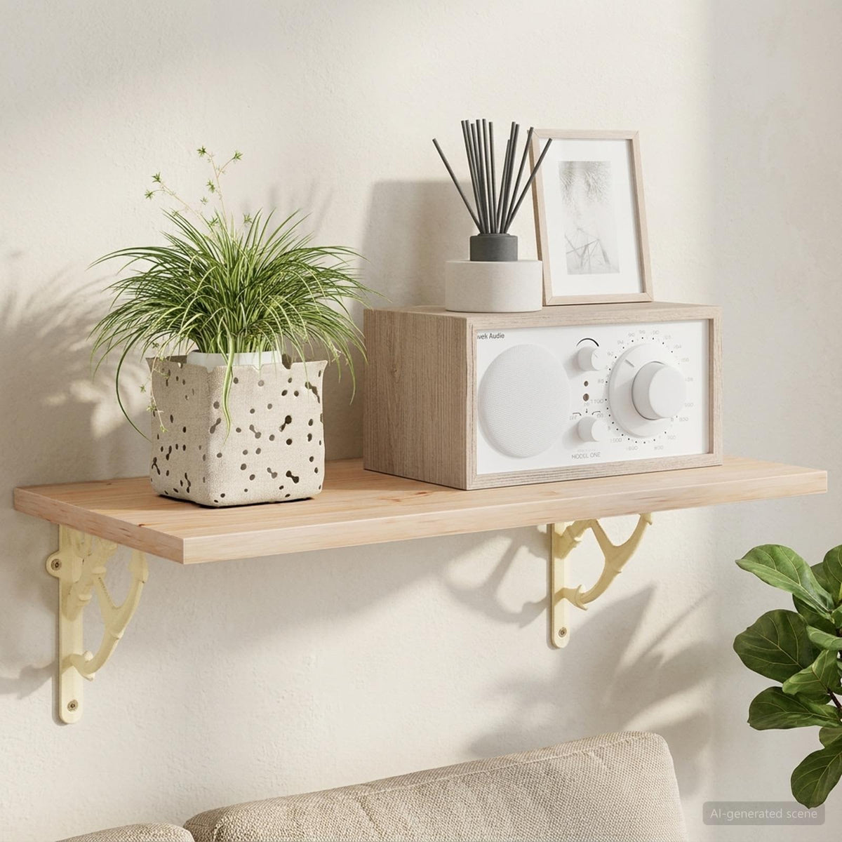 vidaXL Wall Shelf Brackets 12 pcs Antique White 10 x 10 x 3 cm Steel 1