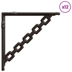 vidaXL Wall Shelf Brackets 12 pcs Antique Brown 10.5 x 10.5 x 3 cm 4