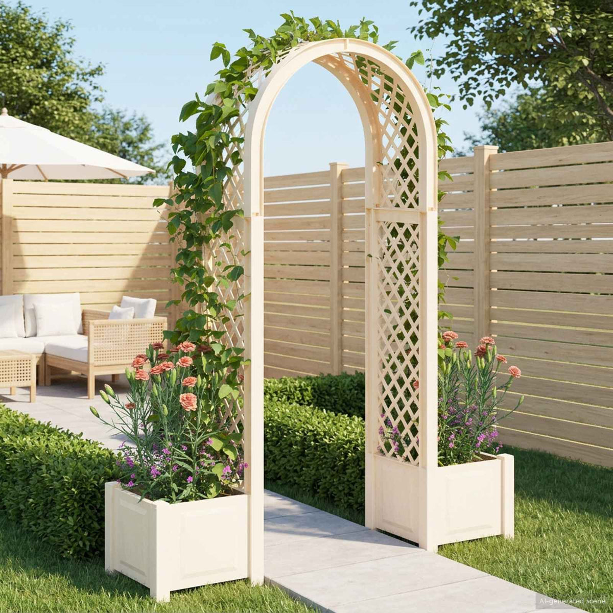 Rose Arch with Planter 168.5 x 43 x 207 cm PP White