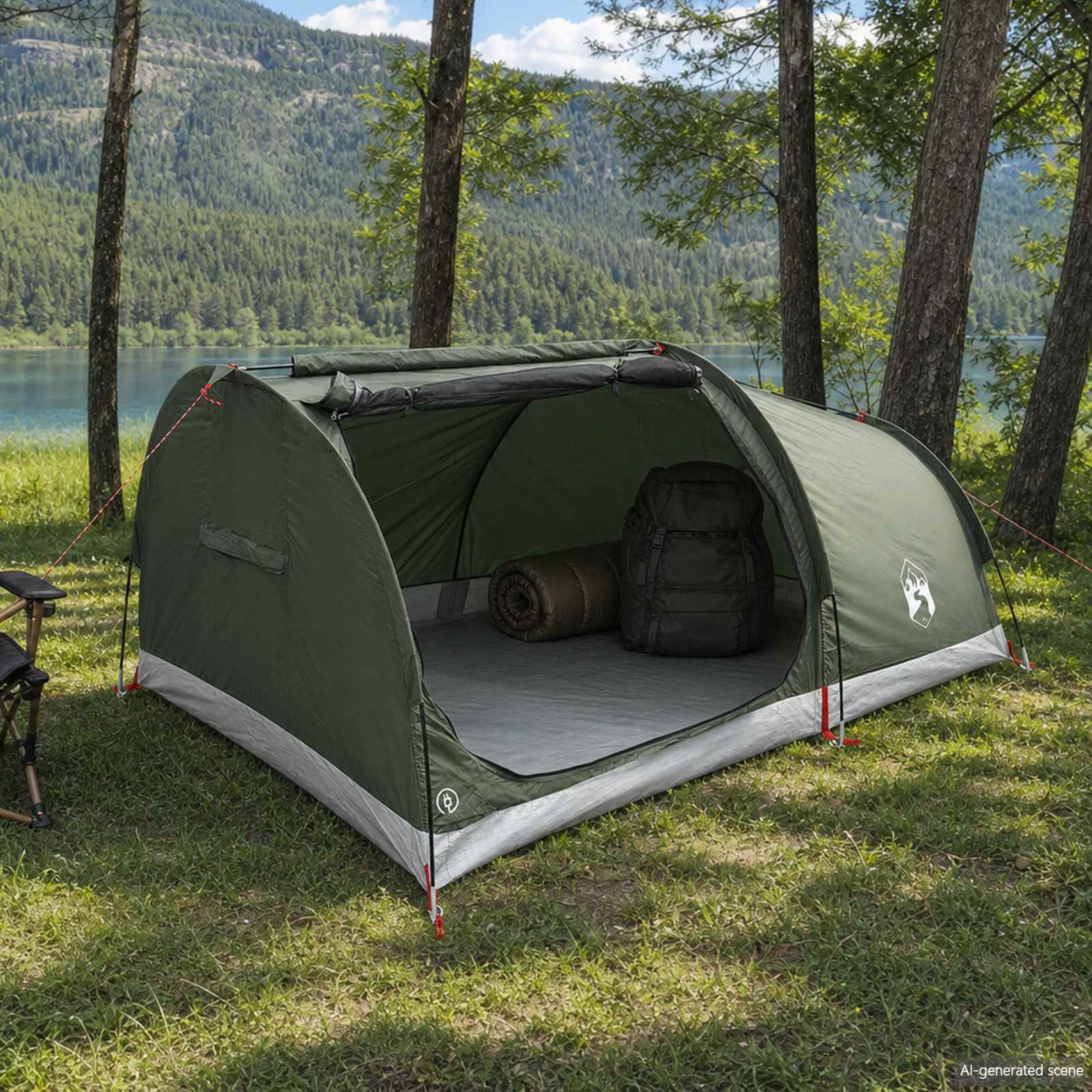 vidaXL Hiking Tent Water-Resistant 2-Person Army Green 1