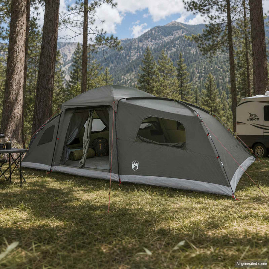 Family Tent with Rainfly Water-resistant 18-Person Army green