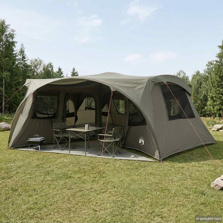Family Tent with Rainfly Water-resistant 6-Person Army green