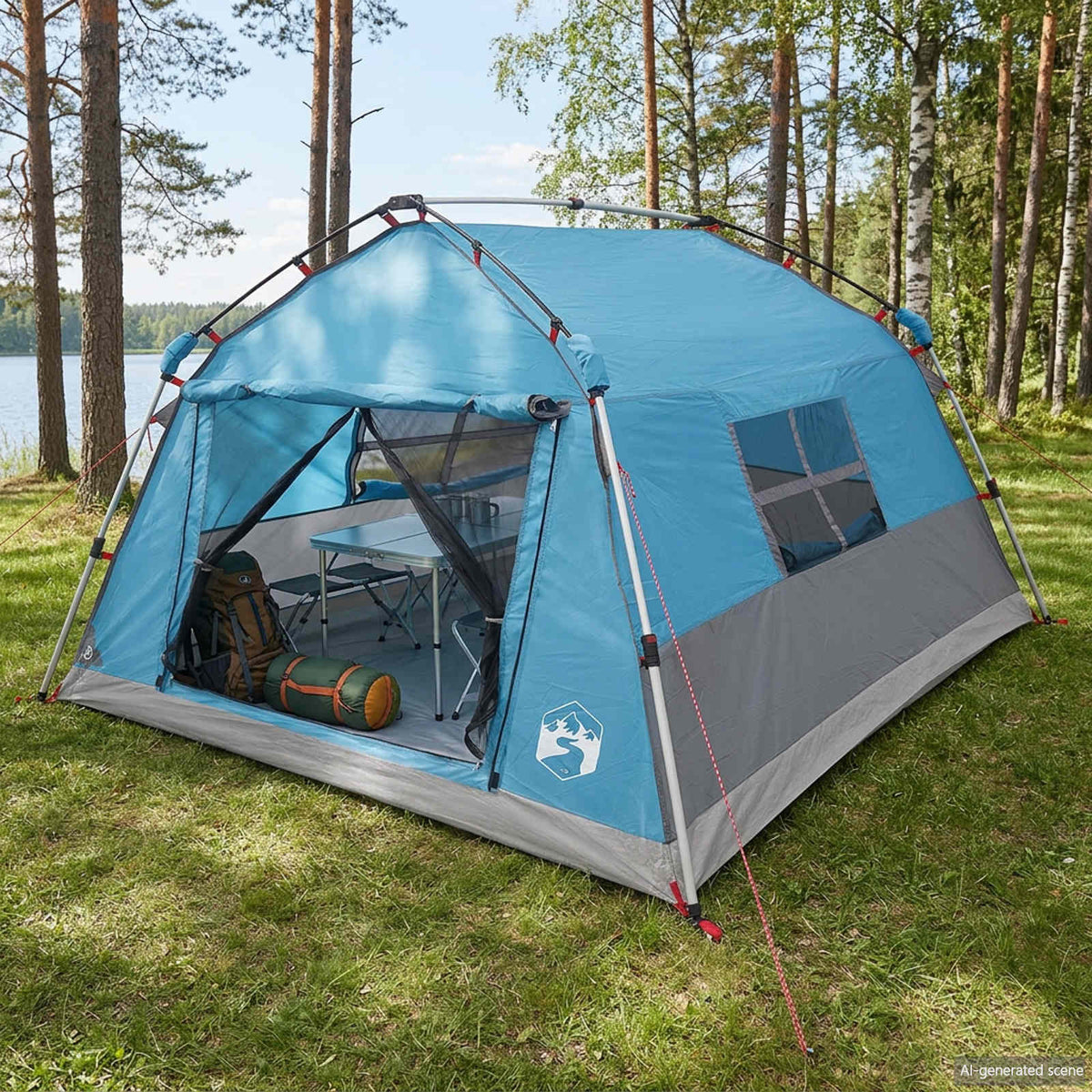 Instant Tent Water-resistant Blue 4-Person