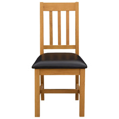 vidaXL Dining Chair VENLO 2 pcs Solid Oak Wood Black 45 x 53 x 92 cm 3