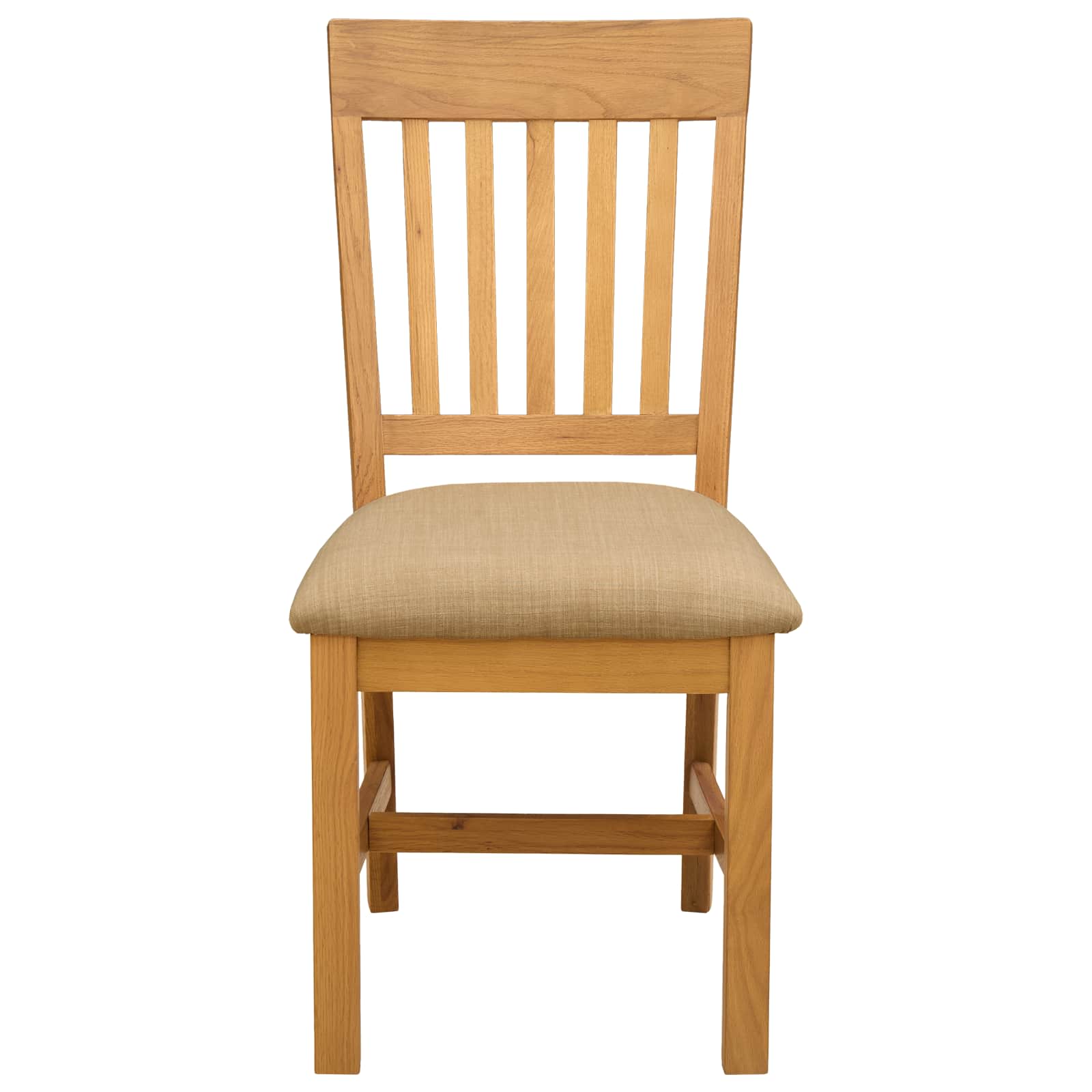 vidaXL Dining Chair 2 pcs Solid Oak Wood Beige 45 x 59 x 92 cm 3