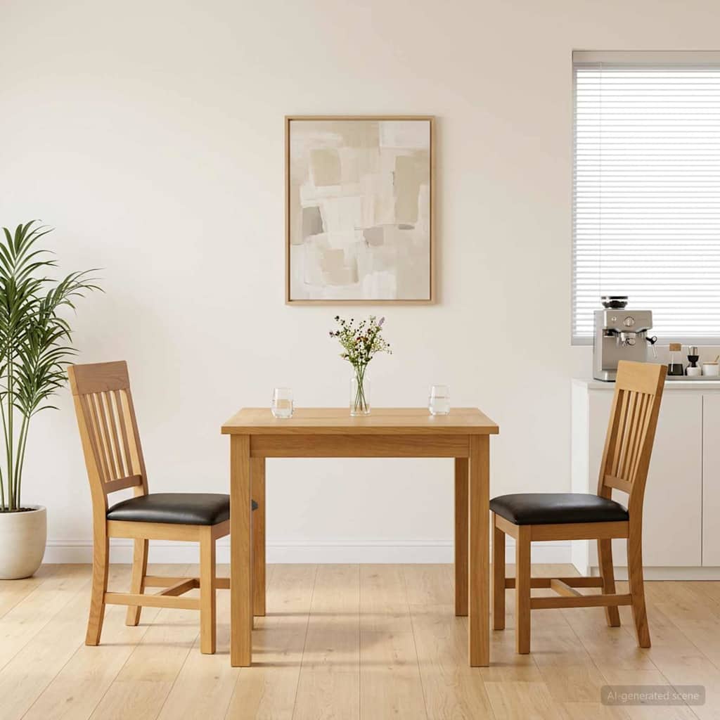 vidaXL Dining Chair 2 pcs Solid Oak Wood Black 45 x 59 x 92 cm 1