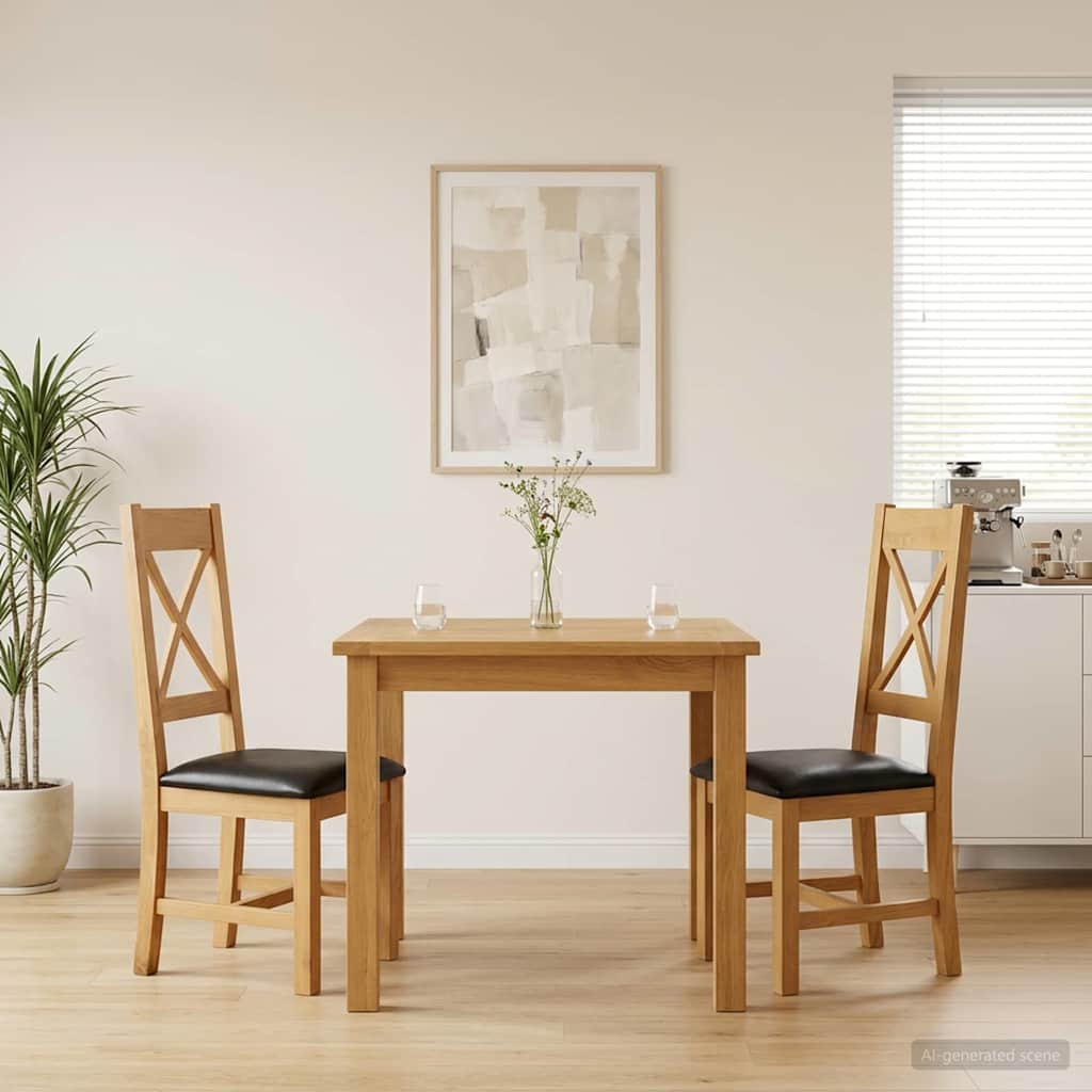 vidaXL Dining Chair 2 pcs Solid Oak Wood Black 45 x 54 x 105 cm 1