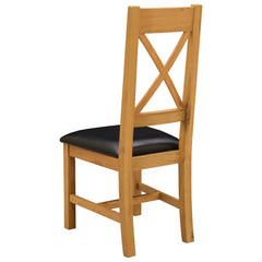 vidaXL Dining Chair 2 pcs Solid Oak Wood Black 45 x 54 x 105 cm 5