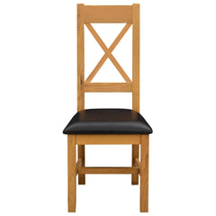 vidaXL Dining Chair 2 pcs Solid Oak Wood Black 45 x 54 x 105 cm 3