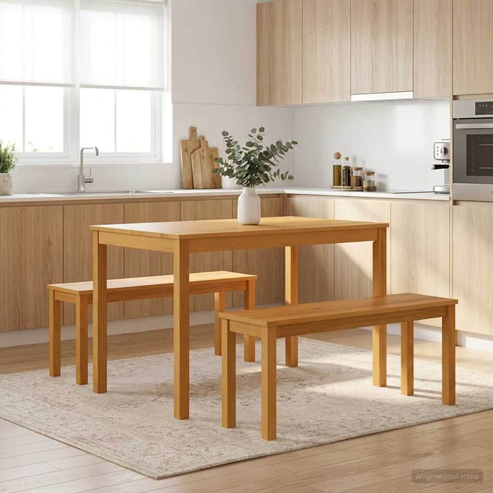 Dining Bench 95 x 32 x 45 cm Solid Oak Wood Grey without cushion