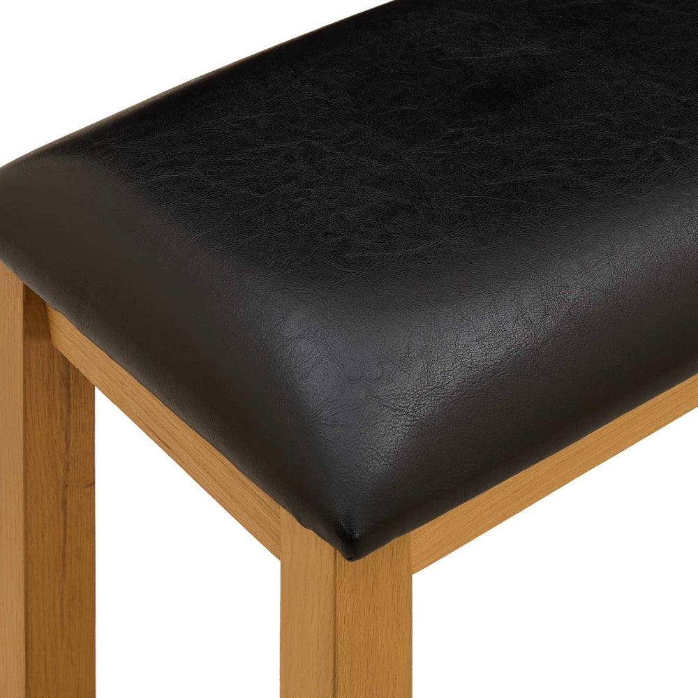 Dining Bench 95 x 32 x 45 cm Solid Oak Wood Grey with black cushion