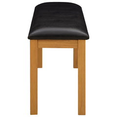 Dining Bench 95 x 32 x 45 cm Solid Oak Wood Grey with black cushion