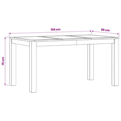 vidaXL Dining Table 150 x 85 x 75 cm Solid Oak Wood Natural 6