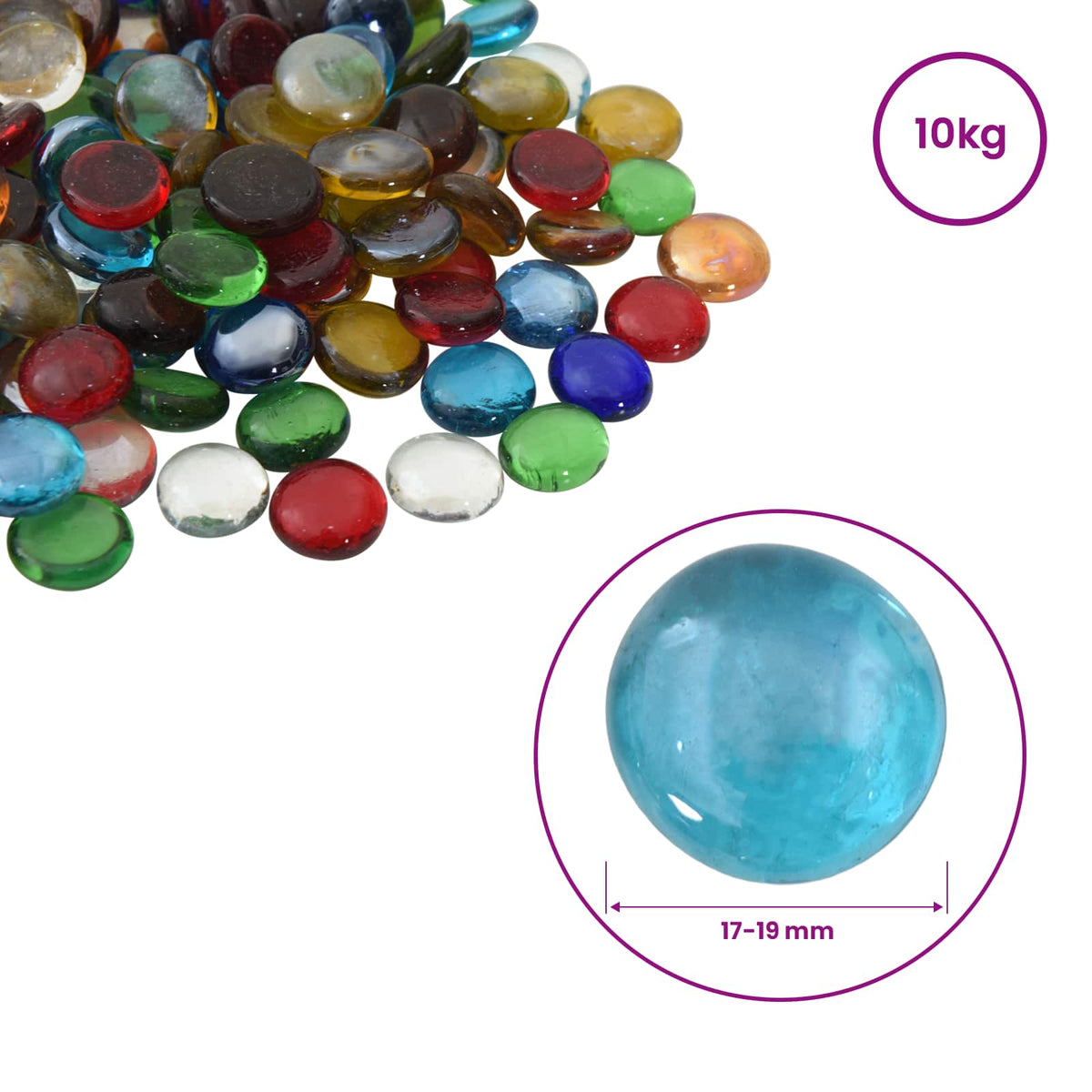 Glass Nugget 17-19 Glass 10 kg (1900-2100 pcs) Multicolour