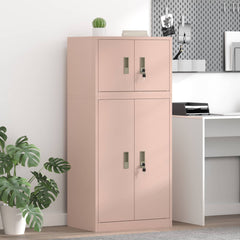 Storage Cabinet 2 pcs 60 x 40 x 220 cm Steel Lockable Pink 90 cm