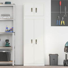 Storage Cabinet 2 pcs 60 x 40 x 220 cm Steel Lockable White 140 cm