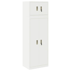 Storage Cabinet 2 pcs 60 x 40 x 220 cm Steel Lockable White 140 cm