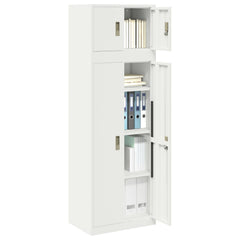 Storage Cabinet 2 pcs 60 x 40 x 220 cm Steel Lockable White 140 cm