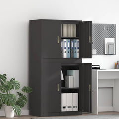 Storage Cabinet 2 pcs 80 x 40 x 175 cm Steel Lockable Black 90 cm
