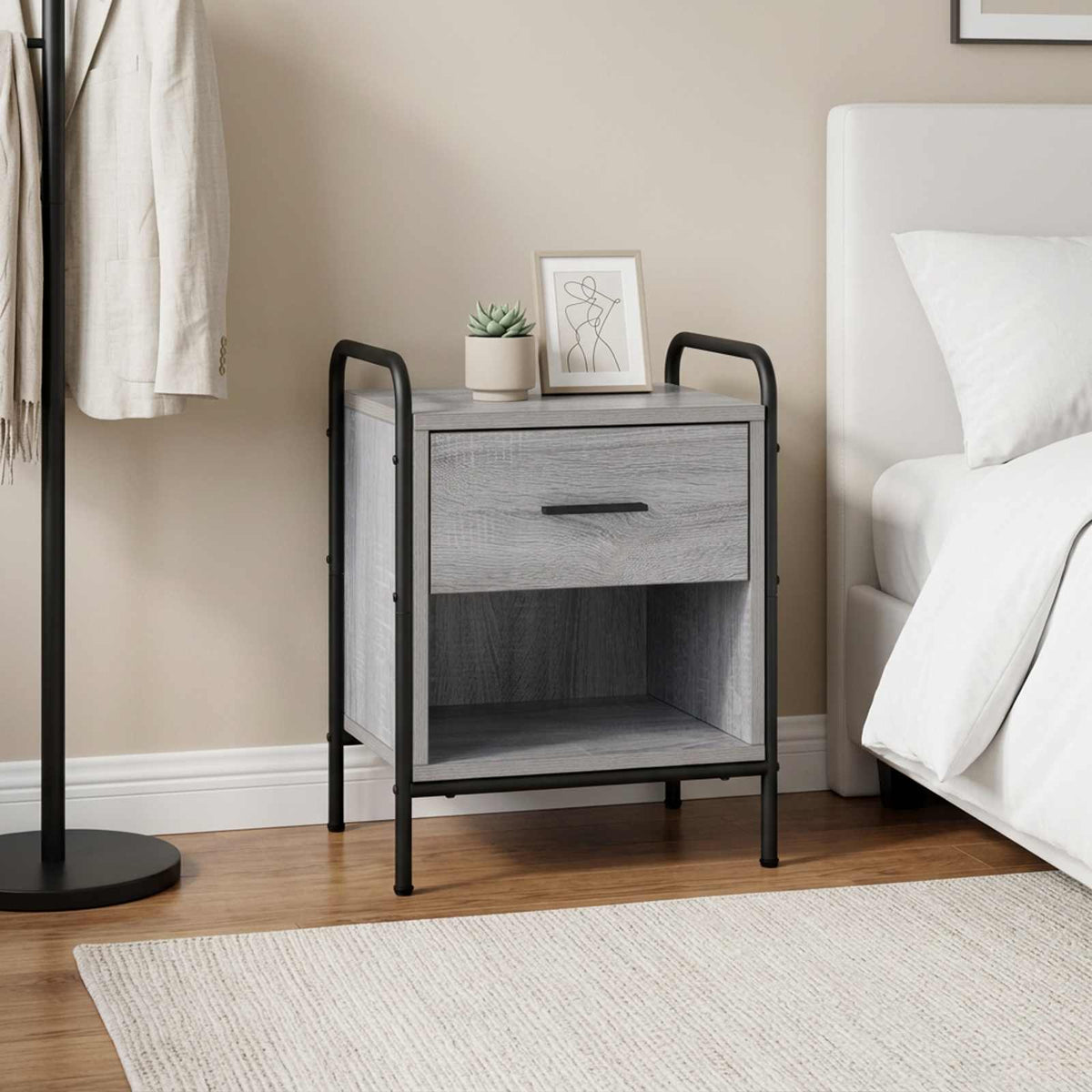 Bedside Cabinet Grey Sonoma Engineered Wood