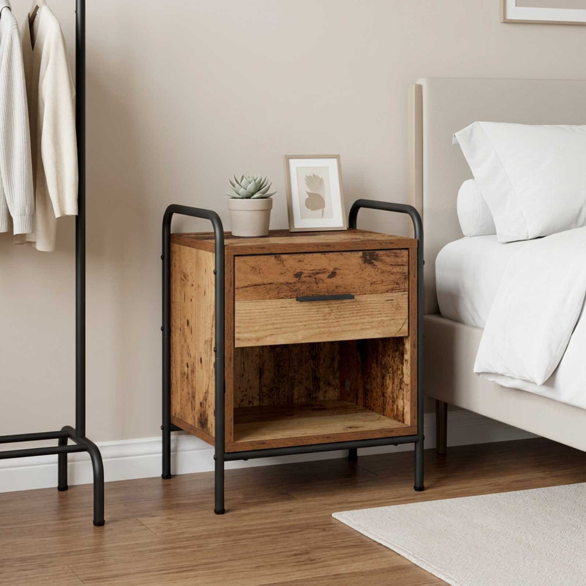 Bedside Cabinet Old Wood Engineered Wood