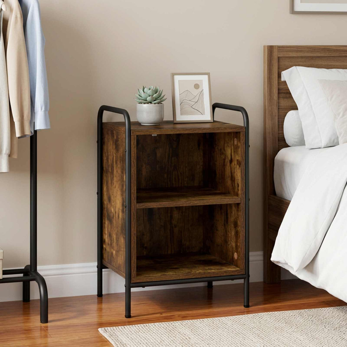 vidaXL Bedside Cabinet Smoked Oak 40 x 30 x 60 cm Engineered Wood 1