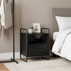 Hanging Bedside Cabinet 40 x 30 x 50 cm Black oak 1