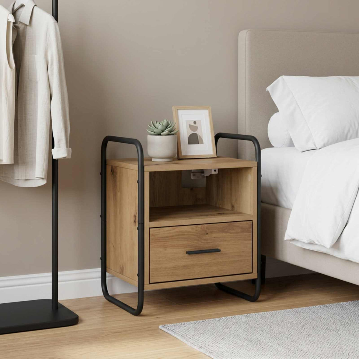 Hanging Bedside Cabinet 40 x 30 x 50 cm Artisan oak 1