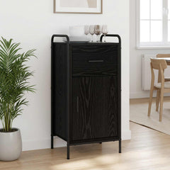 Sideboard 40 x 33 x 80.5 cm Engineered Wood with 1 Drawer & 1 Door Black oak