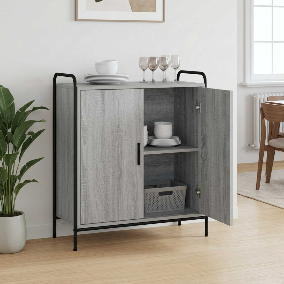 Sideboard 73 x 33 x 81 cm Engineered Wood with 2 Doors Grey sonoma