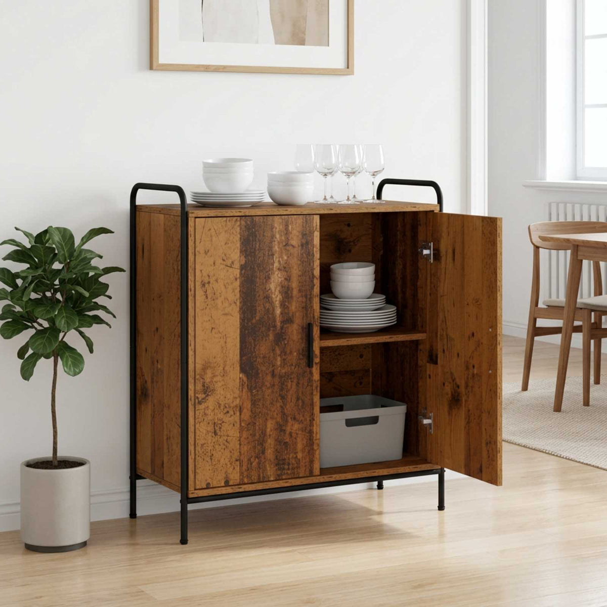 Sideboard 73 x 33 x 81 cm Engineered Wood with 2 Doors Old wood