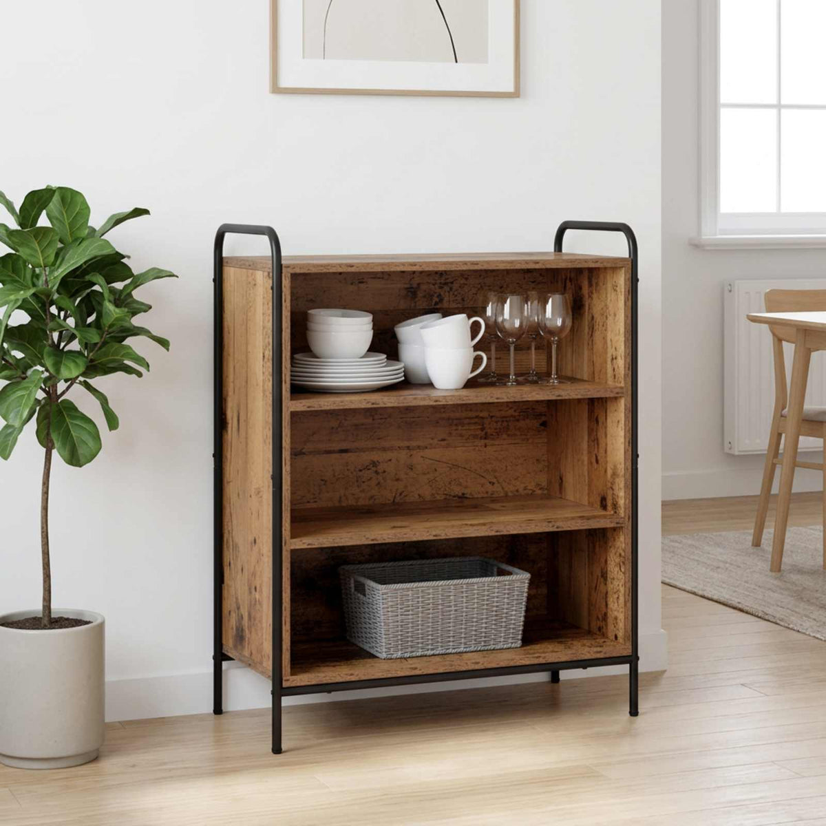 Sideboard 73 x 33 x 81 cm Engineered Wood with 2 Shelves Old wood