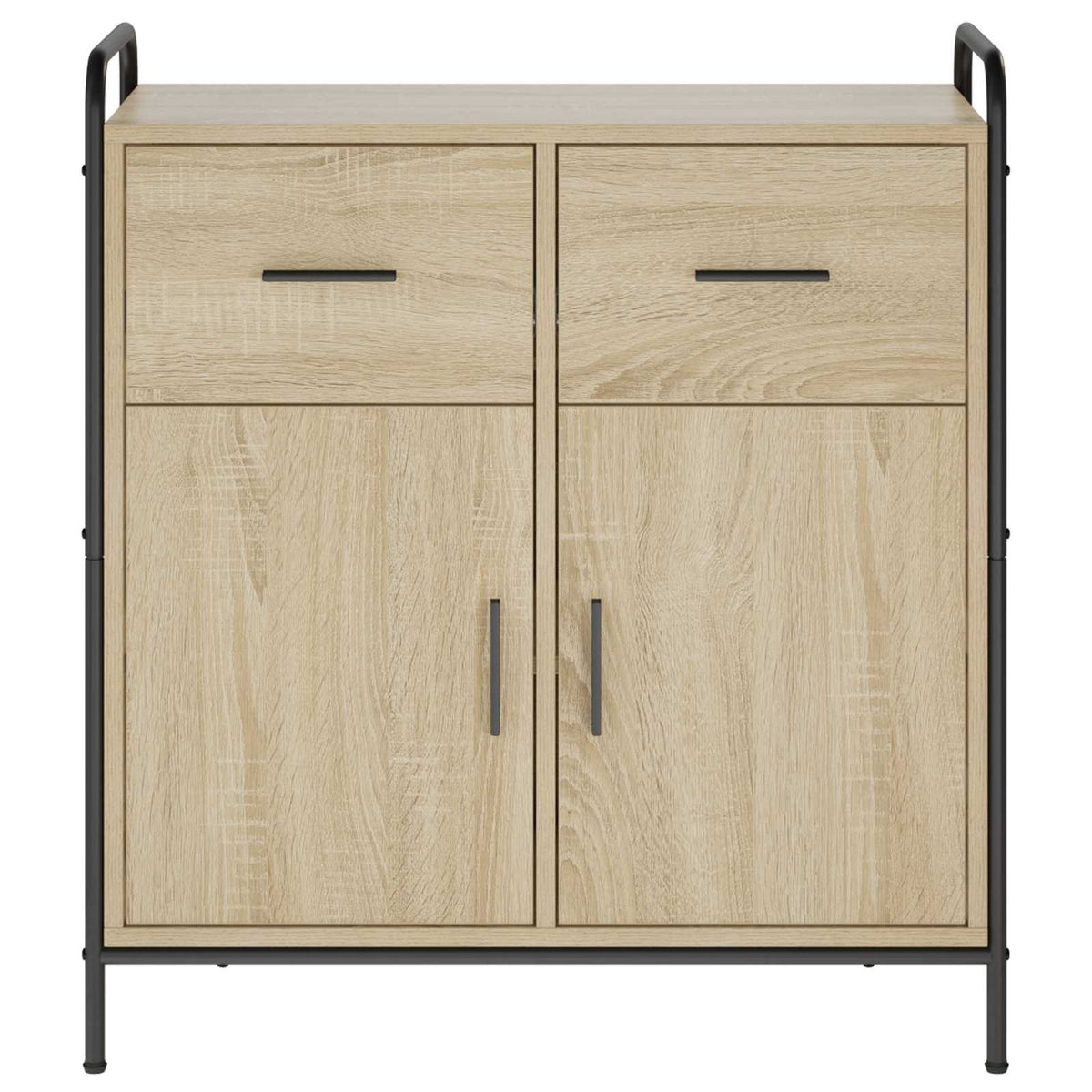 Sideboard 73 x 33 x 81 cm Engineered Wood with 2 Drawers & 2 Doors Sonoma oak