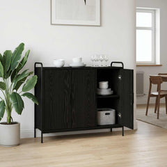 Sideboard 98.5 x 33 x 81 cm Engineered Wood Black oak with 3 doors