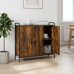 Sideboard 98.5 x 33 x 81 cm Engineered Wood Smoked oak with 3 doors