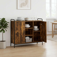 Sideboard 98.5 x 33 x 81 cm Engineered Wood Smoked oak with 2 door & 2 shelves