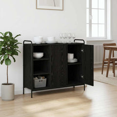 Sideboard 98.5 x 33 x 81 cm Engineered Wood Black oak with 2 shelves & 2 door
