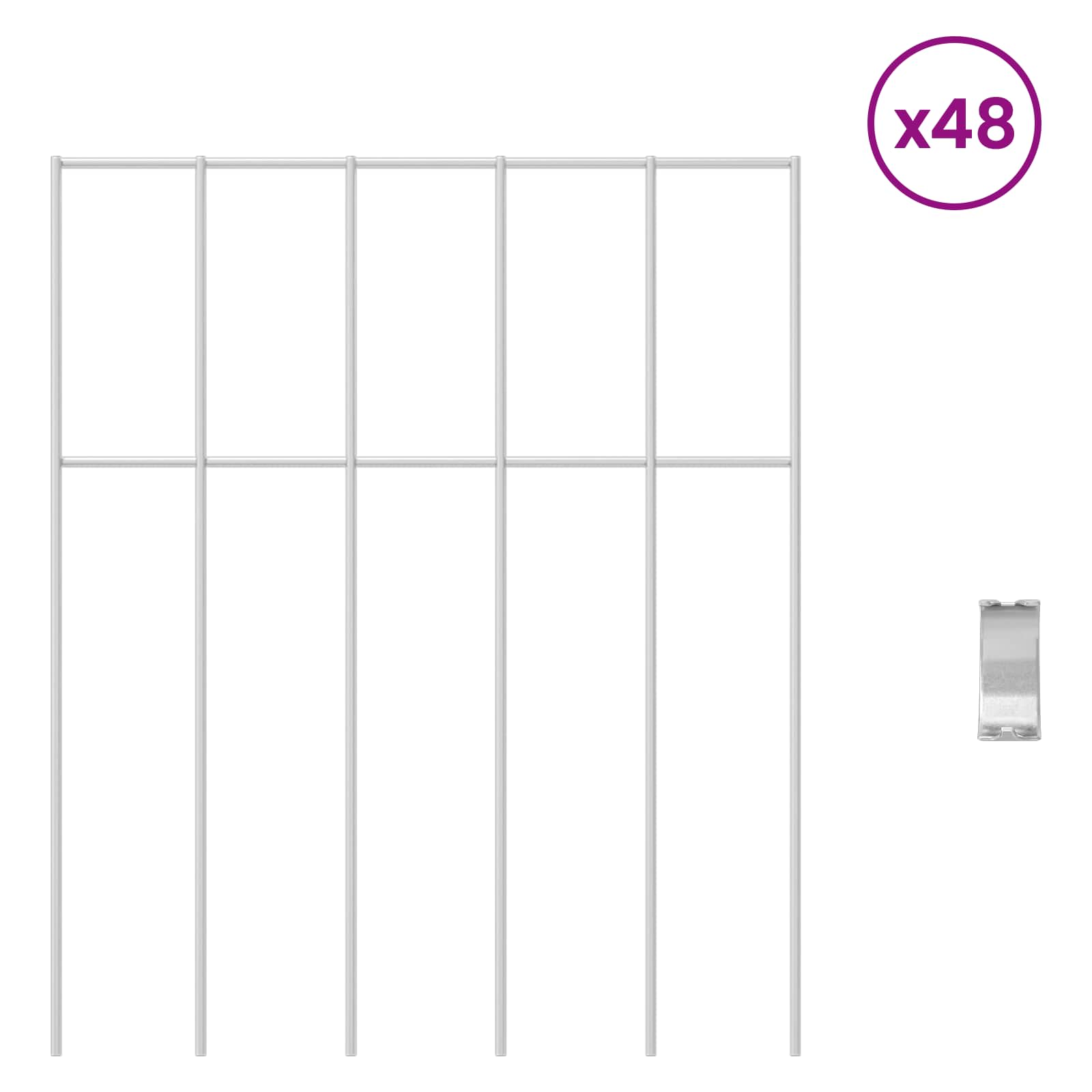 vidaXL Garden Fence Panel 48 pcs 25 x 30 cm Galvanised Steel Silver 3