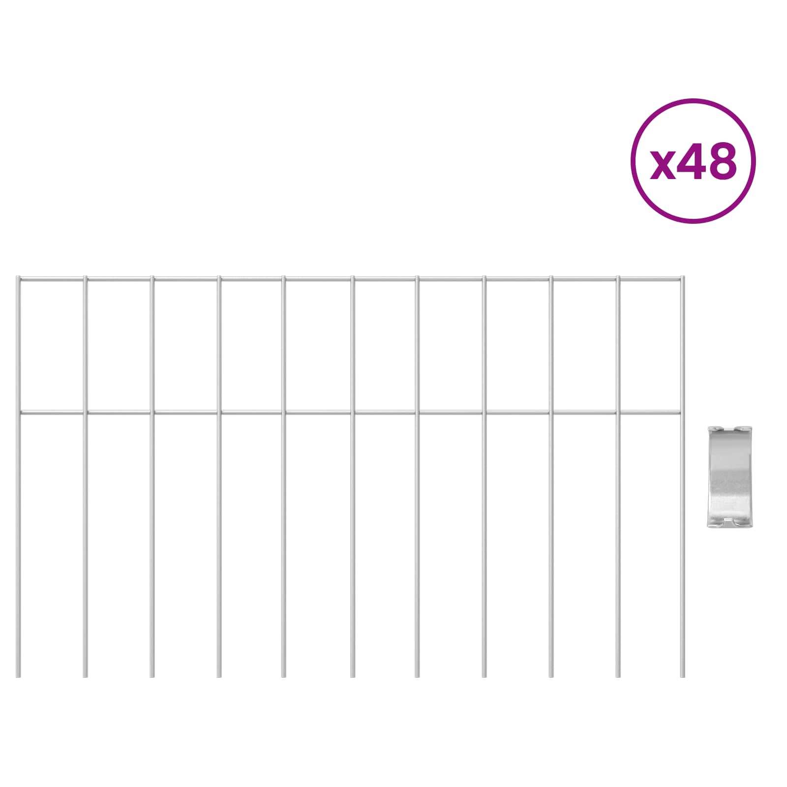 vidaXL Garden Fence Panel 48 pcs 50 x 30 cm Galvanised Steel Silver 3